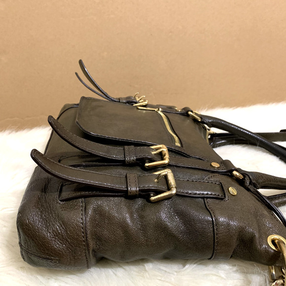 MICHAEL KORS Dark Olive Green Leather Belted Trim MCGRAW Slim Satchel w/Strap - Picture 8 of 16
